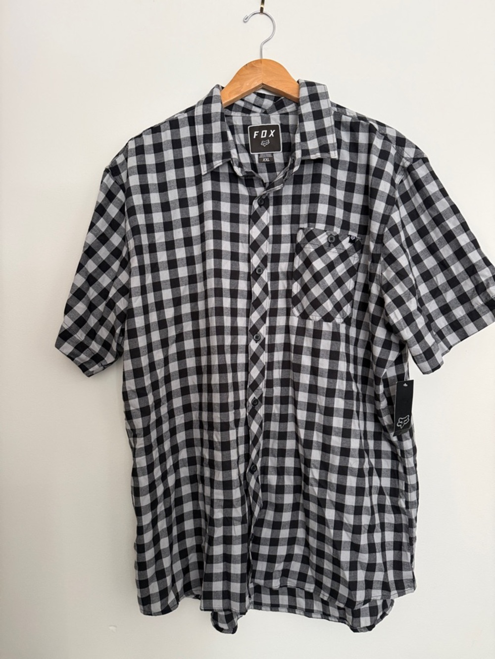 Fox Black & White Gingham Short-Sleeve Button-Up Shirt